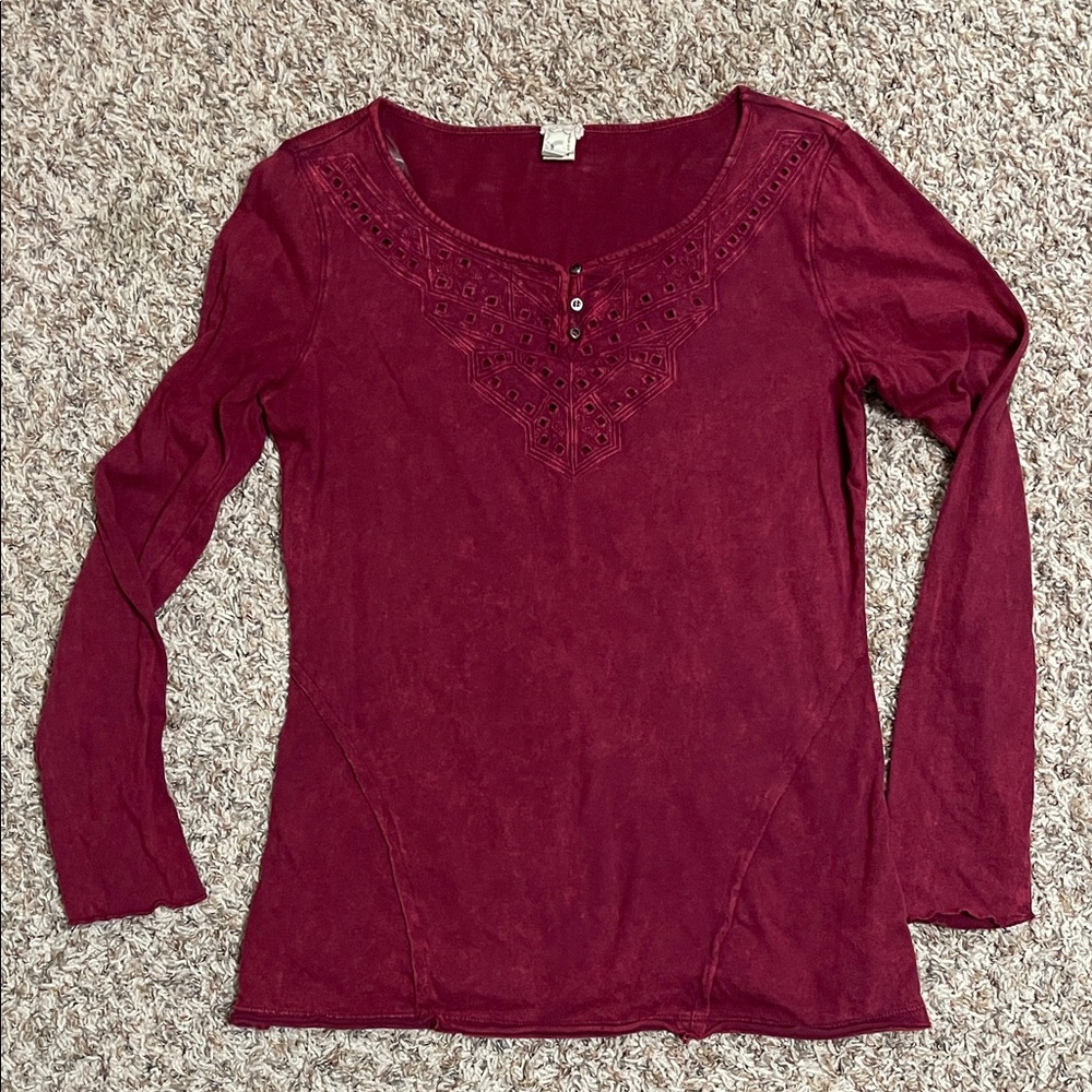 Women's Burgundy Long Sleeve Top